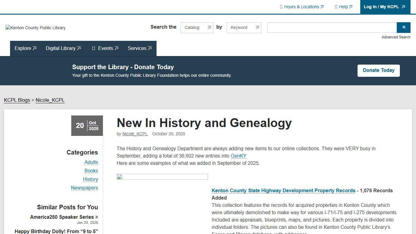 New In History and Genealogy Kenton Library