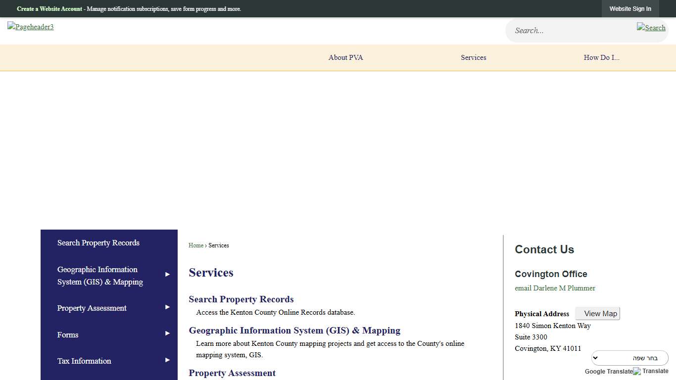 Services Kenton County PVA, KY